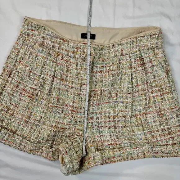 Tweed High Waisted Shorts Cream Women's 10 Chanel Inspired Parisian Vacation NWT - Picture 6 of 16
